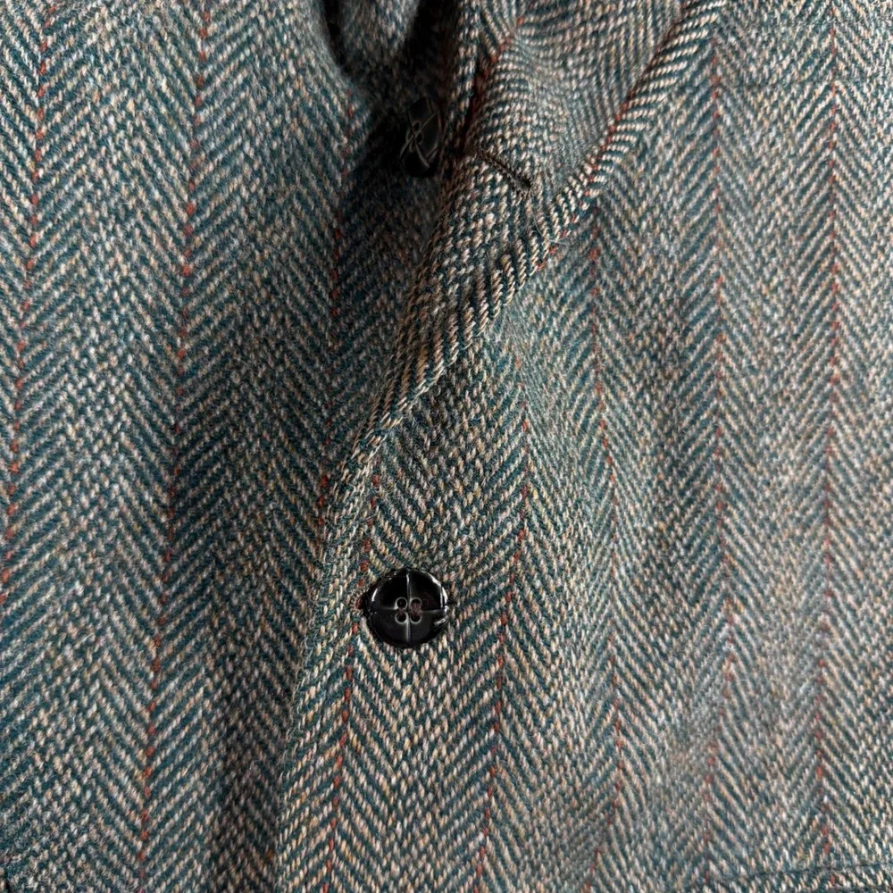 Palm Beach Harris Tweed Blazer Mens Brown Good Herringbone Wool Sport Coat